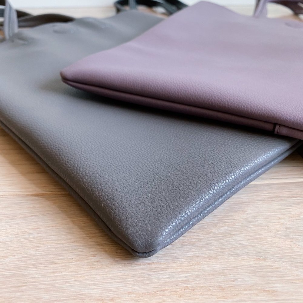 The Ava Genuine Minimal Leather Tote - Grey - Picture 12 of 14